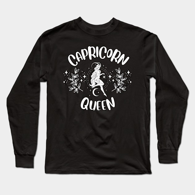 Capricorn Queen Long Sleeve T-Shirt by teresawingarts